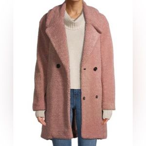 Lucky Brand Women's Teddy Fuzzy Double-Breasted Coat - dusty pink